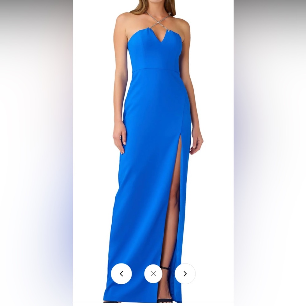 Aidan Mattox Womens Chain Trim Long Evening Dress